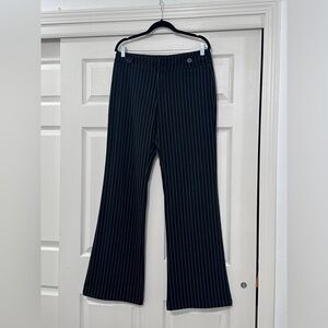 Black Pinstripe Flared Dress Pants